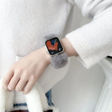 Korean Warm Plush Strap For Apple Watch Band Ultra 49 41/45 38/42 40/44mm Girls Elastic Loop Bracelet iWatch Series 9 8 7 6 4 SE