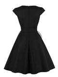 Sweetheart Neck Bat Embroidered Lace-Up Side Black Vintage Dress Women Halloween Party Festival Clothing Cotton Dresses