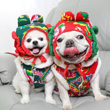 New Year's Outfit Fatou Northeast Large Flower Cotton Coat Dogs and Cats Autumn and Winter Pet Clothes