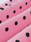 Polka Dot Print Summer Swing Vintage Casual Pink A Line Flare Pinup Runway Sundress 50s 60s Women's Short Cocktail Dress