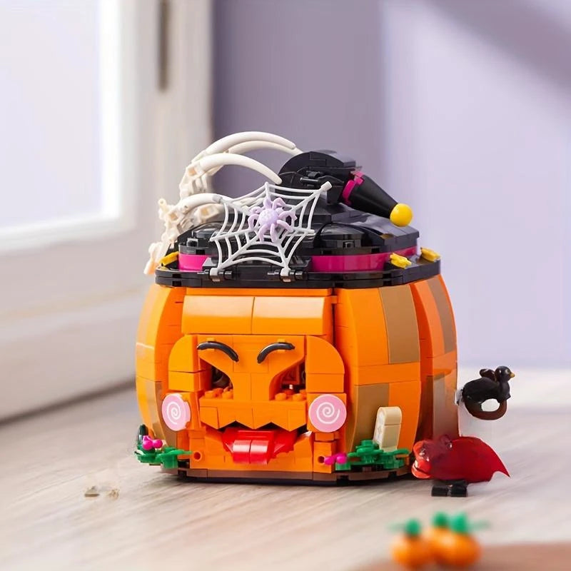 Mini Blocks Kids Building Bricks Boys Toys Halloween Pumpkin Ghost House Puzzle Girls Holiday Christmas Gifts