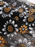 Little Flower Print Mesh Vintage Casual Swing Elegant Kawaii High Waist Cotton A Line Retro Runway Midi Party Skirts
