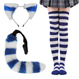 3Pcs Animal Foxes Cat-Costumes for Adults-Kids Cat-Ears Headband Cat-Tail Stockings  Animal Fancy Dress Accessories R7RF