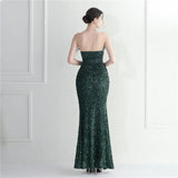 Off Shoulder Feather Long Sexy Slit Sequin Dress Floor Length Green Color Evening Party Maxi Celebrity Dress