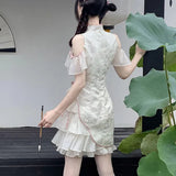 Hot Girl Lace Kwawaii Women Vintage Cheongsam Sweet Slim Lolita Gothic Girls Harajuku Sexy Aesthetic Dress