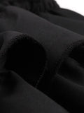 Vintage Frilled Trim Shirred High Waist Black Tank Dresses Summer Outfits for Women Ruffles Hem Pleated Long Dress