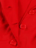 Red Solid Cotton Dresses for Women Turn-Down Collar Single Breasted Cap Sleeve Summer Plain Vintage Clothes