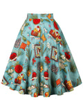 1950s Style Vintage Swing Rockabilly Dress Floral Print Cosplay Costume Elegant High Waist A Line Skater Ladies Runway Skirts