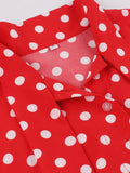 Bow Neck Button Up Polka Dot Red Elegant Dress Autumn Winter Clothes Women Long Sleeve Belted Pinup Vintage Dresses