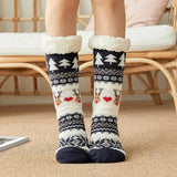 Winter Warm Women Penguin Plush Soft Non Grip Floor Slippers Short Sock Fuzzy Fluffy Deer Elk Bear Christmas Gift