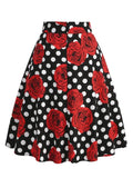 50s Pinup Lemon Print Retro Skirt 95% Cotton Women Summer Female Elegant Long Skirt Vintage Clothing