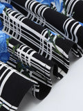 Plaid and Floral Print Patchwork Vintage Cotton Dresses Women Square Neck Rockabilly Pinup Long Dress