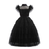 Movie Wednesday 3-12T Gothic Styles Wednesday Cosplay Costume for Kids Halloween Carnival Party Black Dress