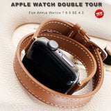 Band for Apple Watch Ultra2 Double Tour Leather Strap 45mm 42mm 44mm Series 7 6 Se 5 4 3 2 for Iwatch 6 38mm 40mm Fashion Correa