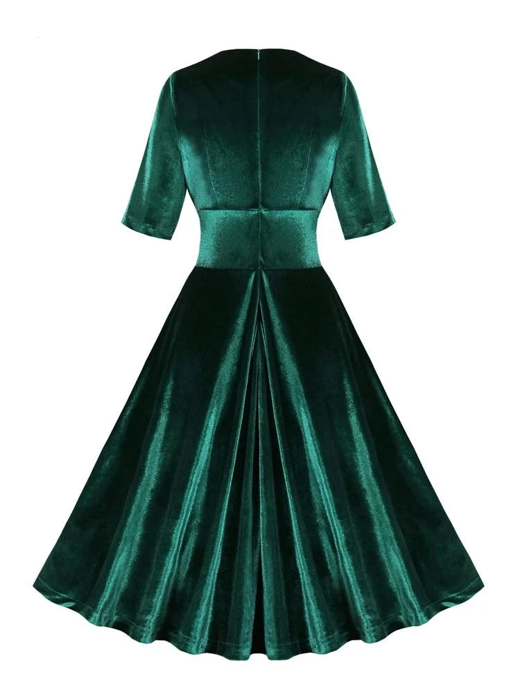 v neck christmas dress Scarlet Velvet Party Dress JENNIE, Deep V-Neck Holiday Gown, Custom Fit