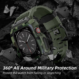Sport Watch Case+Strap for Apple Watch Band 44mm 45mm 42mm Silicone Wristband iwatch series 8 7 6 SE 5 4 3 2 Army Green Bracelet
