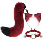 3pcs Cosplay Fox Ear Headband Choker Tail Set Ear Clip Tail Halloween Costume