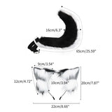 Cartoon Foxes Cat Ear Shape Hair Hoop with Tail Set Performances Hair Holder Cosplay Party Headwear for Teenagers Woman