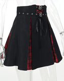 Harajuku Summer Wrap Mini Skirt Hot Girl Hip Hop Grunge Plaid Kawaii Y2k Vintage Micro Black Patchwork Runway Skirts