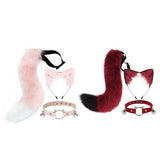 3pcs Cosplay Fox Ear Headband Choker Tail Set Ear Clip Tail Halloween Costume