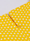 Sweetheart Neck Off Shoulder Party Elegant Women A-Line Vintage Dress Summer Clothes Cotton Polka Dot Dresses in Yellow