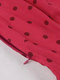 Elegant Office Women Summer Dress Notched Collar Sleeveless Double-Breasted Polka Dot Print Vintage Midi Dresses