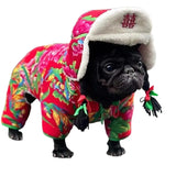 Classical China Northeast Flower Cotton Coat Overalls New Year Costume Thick Warm Jumpsuit Winter Dog Clothes
