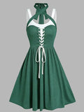 2024 French Style Vintage Green Flare Tea Dress Cross Spaghetti Straps A Line Runway Party Summer Dresses 50s 60s Evening Gowns