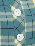 Penter-Pan Collar Button Front Green Plaid Rockabilly Vintage Dresses for Women High Waist Elegant A-Line Dress