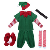 2024 Christmas Elf Costume Girls Xmas Santa Claus Green Elf Dress For Kids Adults Family Matching Outfits Cosplay Clothing