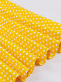 Sweetheart Neck Off Shoulder Party Elegant Women A-Line Vintage Dress Summer Clothes Cotton Polka Dot Dresses in Yellow