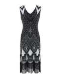 1920s Vintage Sequin Embroidered Flapper Dress Women Elegant Luxury Prom Night Party Fringe Hem Ladies Dresses