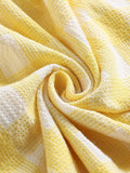 Vacation Women Summer Dress Sexy Backless Party Halter Neck Yellow Plaid 50s Vintage High Waist Ladies Swing Dresses