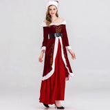 M-6XL Christmas Costumes for Couples Santa Claus Cos Christmas Dress Women Set