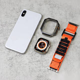 Nylon Sports Strap+Case for Apple Watch Band Ultra 49mm Tactical Woven Loop with Ultra PC Protective Case for iwatch Ultra2 49mm
