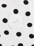 Notched Collar Double Breasted White Cotton Dresses Women Sleeveless Polka Dot Vintage Rockabilly Midi Dress