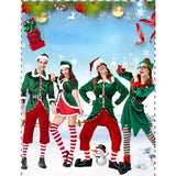New Christmas Costume Long-sleeved Green Party Adult Couple Christmas Elf Dress Up