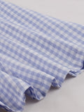 Blue and White Plaid Vintage Dresses for Women Notched Collar Single Breasted Bow Tie Back Elegant A-Line Dress