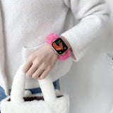 Korean Warm Plush Strap For Apple Watch Band Ultra 49 41/45 38/42 40/44mm Girls Elastic Loop Bracelet iWatch Series 9 8 7 6 4 SE