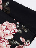 Peony Floral Vintage A Line Black Flare Swing Skirts Womens Summer Cotton 1950S Retro Skater Skirt