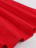 Red Pleated Plain Solid Vintage Dress Women Wrap V-Neck Belted Elegant Party Retro Cotton Summer Dresses