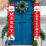 1set Door Banner Merry Christmas Santa Snowman Hanging Banner Supplies New Year Home Xmas Decor