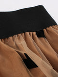 3XL 4XL Casual Pleated Skirts for Women Elastic Waist Heart Mesh Overlay Vintage Female Long Skirt