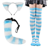 3Pcs Animal Foxes Cat-Costumes for Adults-Kids Cat-Ears Headband Cat-Tail Stockings  Animal Fancy Dress Accessories R7RF