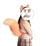 Long Fur Fox Ears Anime Cosplay Headband Hairband with Plush Tail Halloween Cosplay Party Costume for Kids Anime Lover