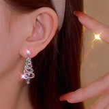 New Full Inlaid Colorful Zircon Christmas Tree Tassel Women Personality Earrings Party Jewelry Gift