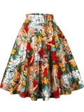 1950s Style Vintage Swing Rockabilly Dress Floral Print Cosplay Costume Elegant High Waist A Line Skater Ladies Runway Skirts