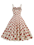 Summer New In Polka Dot Vintage Dresses Ruched V-Neck High Waist Women 1950s Party Evening Elegant Midi Dress
