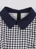 Peter Pan Collar Gingham Print Elegant Summer Dress Women New In Rockabilly Vintage Belted Pocket Side Swing Dresses