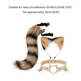 Fluffy Animal Ears Headband Furry Ears Hair Hoop Necklace Tail Set Leather Choker for Halloween Party Fancy Dress